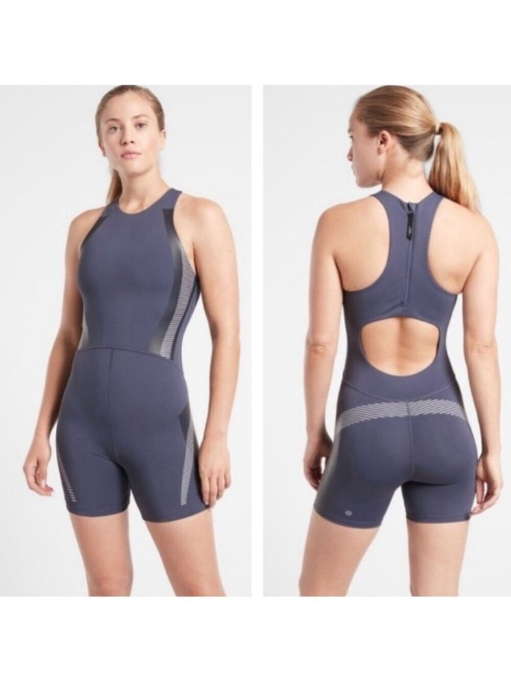 ATHLETA Allyson Felix Legend Bodysuit Romper Size M Blue - Picture 3 of 6
